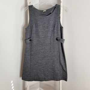 J.Crew dress womens XS gray 100% Wool sleeveless button detail Sheath